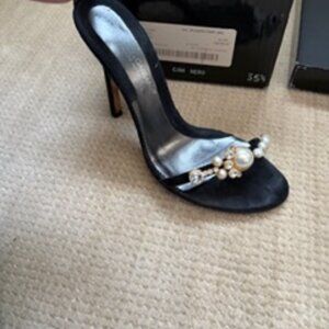 Vintage embellished black suede strappy Dolce & Gabbana sandals, size 36.5
